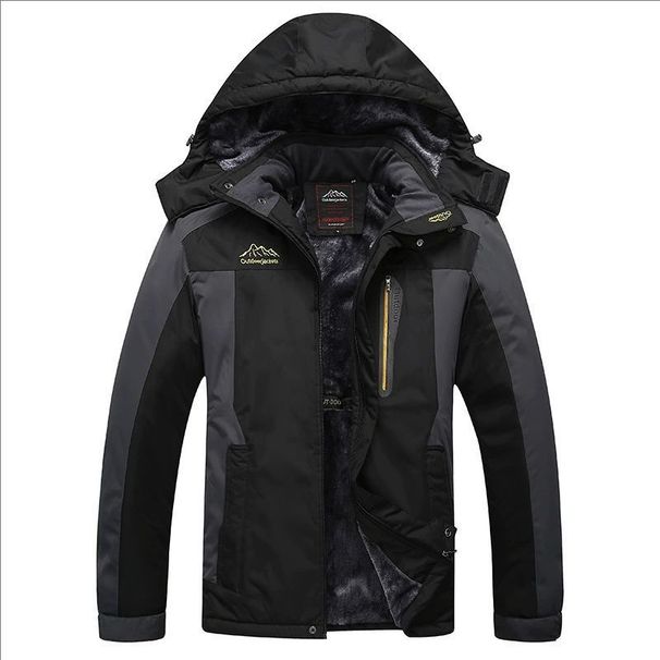Men's Thermal Fleece-Lined Waterproof Windproof Ski Jacket For Outdoor Hiking Camping Winter Sports (Black/Red/Army Green/Navy Blue)_viptrois.com