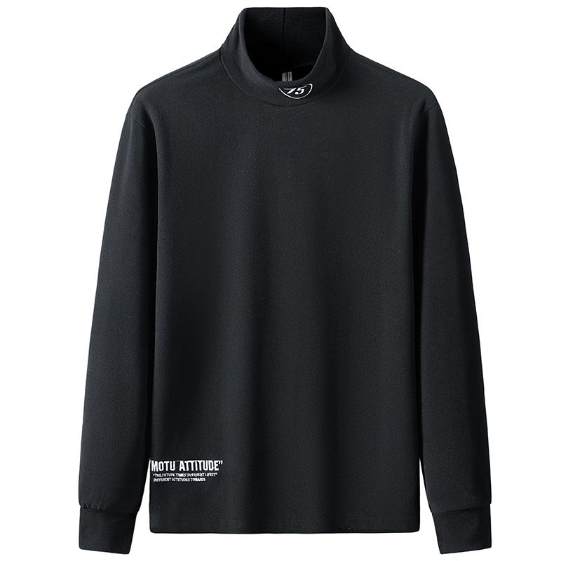 Men's Clothing Spring And Autumn New Autumn And Winter Style Long Sleeved Sweatshirt Men's Velvet High Collar Sweatshirt Student Bottoming Shirt_viptrois.com