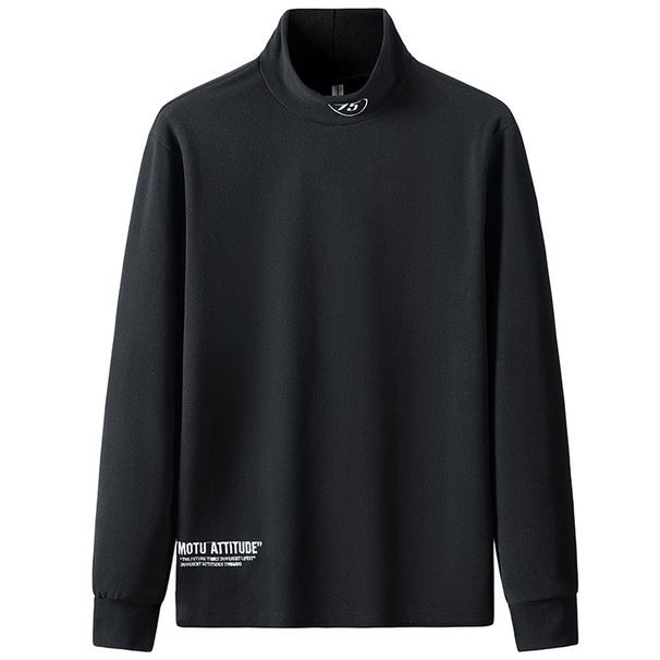Men's Clothing Spring And Autumn New Autumn And Winter Style Long Sleeved Sweatshirt Men's Velvet High Collar Sweatshirt Student Bottoming Shirt_viptrois.com