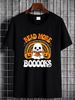 Read More Books Booooks Ghost Pumpkin Cute Teacher Halloween T-Shirt Print Round Neck Short Sleeve Female Stretched Women Summer Women Top Graphic Tees Soft Casual Designer Clothes Stylish Streetwear Unisex Fashion Top For Everyday Wear_viptrois.com