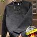 Loom Autumn Winter New Versatile Trendy Pullover Steel Print Letter Gradient Top Men's Fleece Lined Long Sleeve Casual_viptrois.com