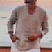 K Men's Youth Casual Loose V-neck Fringed Long Sleeved Shirt_viptrois.com