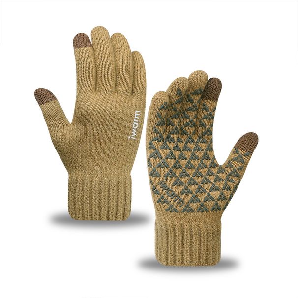 Warm alpaca men's winter wool gloves with thick knit touch screen gloves_viptrois.com