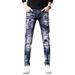 22 New Men's Clothing Distressed Patch Hip-Hop Street Style Cool Straight Leg Wild Heavy-Duty Jeans For Men_viptrois.com