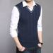 Men's Knit Vest Casual Solid Color Cable Pattern Sleeveless Sweater Vest For Daily Wear_viptrois.com