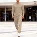 Men's Checkered Jacquard Knit Henley & Lounge Pants Set – Polyester Casual Two-Piece (6 Colors, S-XXXL)_viptrois.com