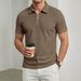 Premium Nylon Stretch Polo Shirt For Men – Breathable Golf & Casual Wear With Checkered Jacquard, Moisture-Wicking Short Sleeve_viptrois.com