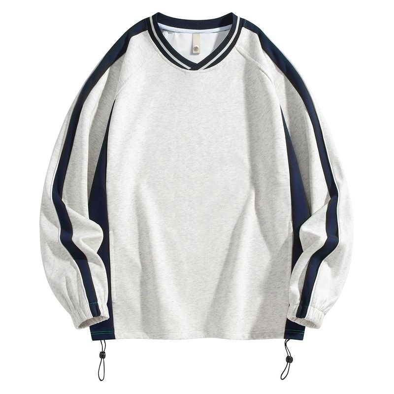 Pure Pure American Heavyweight Baseball Collar Sweatshirt Men's Spring Color Block V-Neck Base Shirt Sports Cleanfit Jacket_viptrois.com