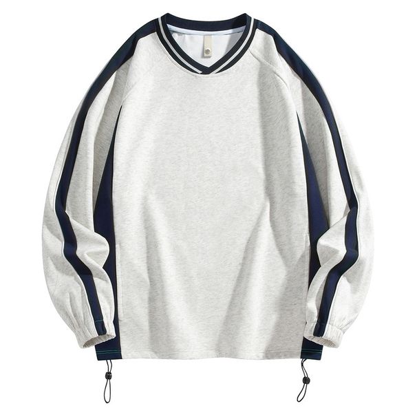 Pure Pure American Heavyweight Baseball Collar Sweatshirt Men's Spring Color Block V-Neck Base Shirt Sports Cleanfit Jacket_viptrois.com