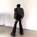 Men's Clothing Pleated Bell Bottoms Niche Design Heavy Washed Black And Gray Jeans_viptrois.com