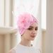 New Side Organza Feather Big Flower Baotou Watermelon Headscarf Hat_viptrois.com