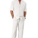 European And American Cross Border 2025 New Hot Selling Casual Men's Suits Loose Lapel Short Sleeved Trousers Trendy Men's Suits_viptrois.com