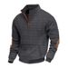 Cross-border American Autumn And Winter Men's Casual Sweater Jacquard Small Checkered Embroidered Block Stand-up Collar Loose Top_viptrois.com