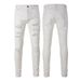 Men's Clothing American Fashion Casual High Street White Jeans Men's Slim Elastic Ripped White Men's Pants 592_viptrois.com