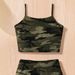 Mother & Kids INS Girls Summer Suspenders Leisure Camouflage Full Print 2 Piece Set Fashion Leisure Sports Suit_viptrois.com