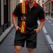 Men's Clothing Summer Fashion Lapel Quarter Zip Shirt Top Shorts Set_viptrois.com