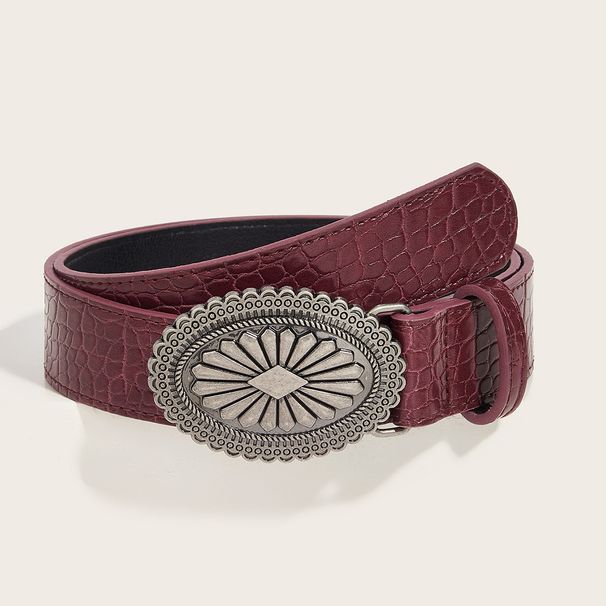 Retro Carved Buckle Belt For Women Jeans Personality Belt Subculture High End Red Belt For Women_viptrois.com