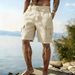 Men's Clothing Men's Cotton Linen Work Shorts Drawstring Elastic Waist Straight Leg Solid Color Breathable Everyday Beach Shorts Five Point Pants_viptrois.com