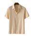 Men's Clothing Cardigan Short Sleeved Casual Lapel Cotton Shirt Summer Light Casual Versatile Casual Fashion_viptrois.com