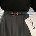 Korean New Black Trimmed Thin For Women Simple Versatile PU Small Ladies Gold Buckle Jeans Belt_viptrois.com