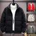 Men’s Oversized Quilted Jacket – Winter Stand Collar Coat With Ribbed Hem (Black/Red/Army Green, M-5XL, Relaxed Fit)_viptrois.com