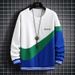 Men's Clothing New autumn sweatshirt men's casual loose style tops men's color matching round neck pullover long sleeve T shirt_viptrois.com