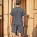 Summer Set Short Sleeve Shorts Two-Piece Color-Block Sports Casual Men's Wear_viptrois.com