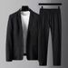 Men's Spring And Summer Light Striped Pleated Youth Fashion Trend White Men's Casual Suit_viptrois.com