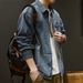 Men's Clothing Trendy Spring Denim Shirt Long Sleeve Loose Gray Workwear Casual Shirt Retro Jacket_viptrois.com