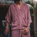 Men's Clothing Men's Cotton And Linen Loose Casual Suit Holiday Clothing Cotton And Linen T Shirt Shorts Suit_viptrois.com