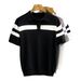Men's Clothing Men's Cooling Ice Silk T-Shirt Short Sleeve Trendy Striped Top Knitted Summer Style Half Sleeve_viptrois.com