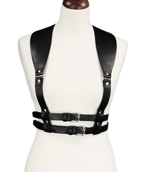 Conghui New Style Personality PU Punk Gothic Double-Breasted Shoulder Strap Body Shaping Waist Belt For Women_viptrois.com
