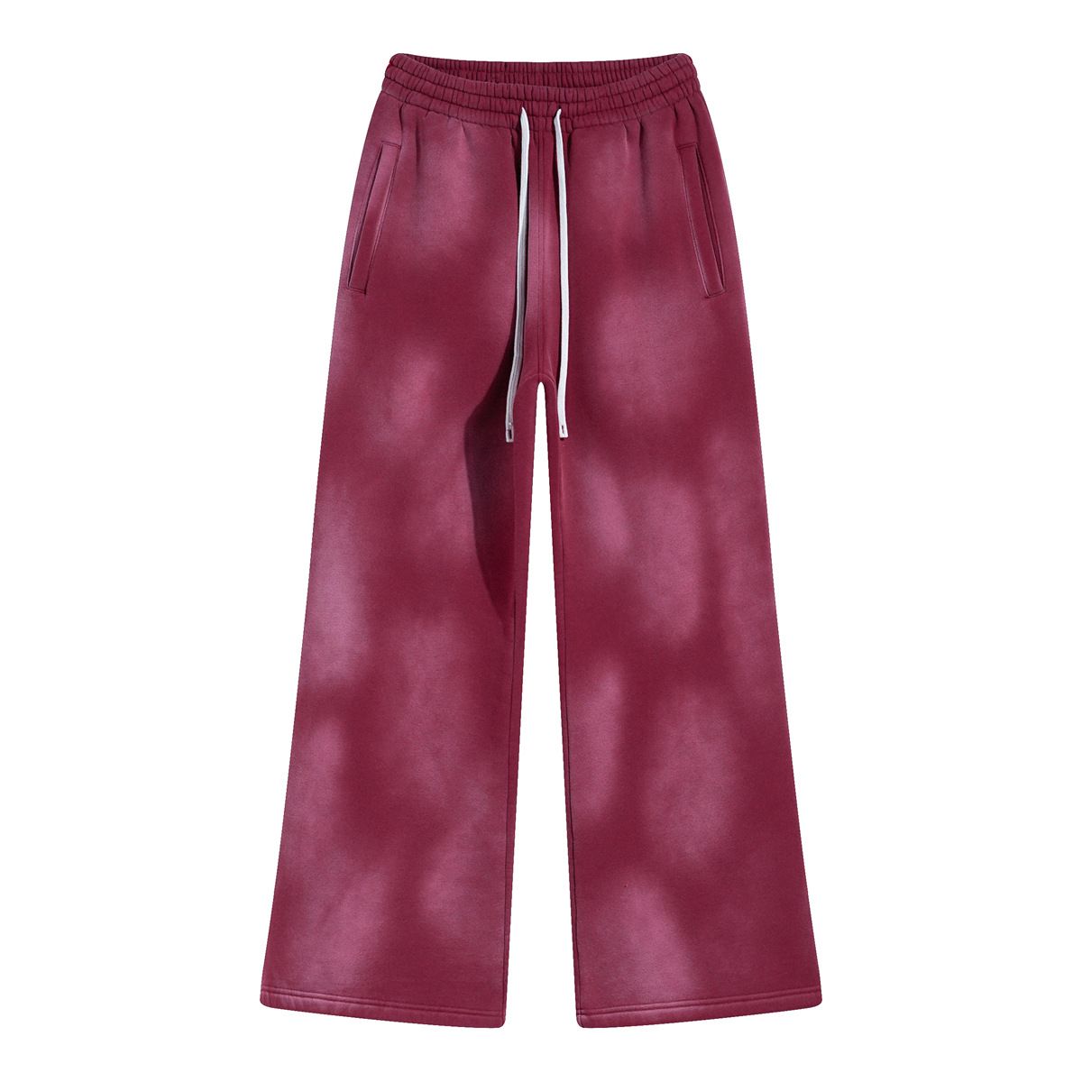 Streetwear Distressed Flared Pants – Vintage Washed Cotton Fleece-Lined Pants With Micro-Bell Hem (Unisex, S-XXL, Acid Wash Colors)_viptrois.com