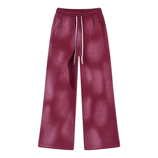 Streetwear Distressed Flared Pants – Vintage Washed Cotton Fleece-Lined Pants With Micro-Bell Hem (Unisex, S-XXL, Acid Wash Colors)_viptrois.com