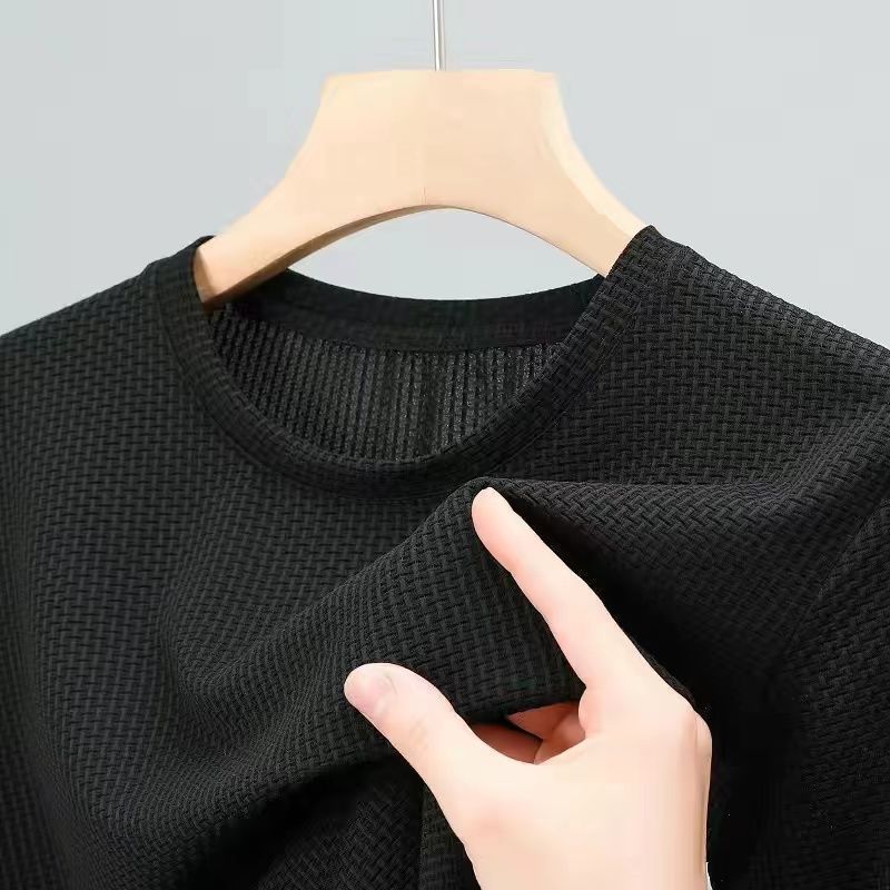 Men's Clothing Summer Mesh Ice Silk Short Sleeved T Shirt Men's Shirt Collar Color Slippery Material Polo Shirt Half Sleeved Clothes_viptrois.com