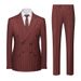 Men's Clothing Striped Suit Two Piece Men's Double Slit Suit Set_viptrois.com