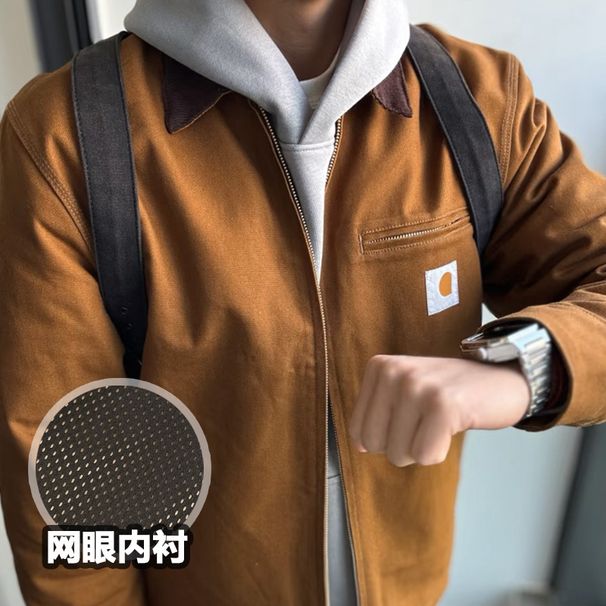 Kaha Style Detroit Flying Men's Autumn Winter American Retro Workwear J01 Turn-Down Collar Canvas Jacket_viptrois.com