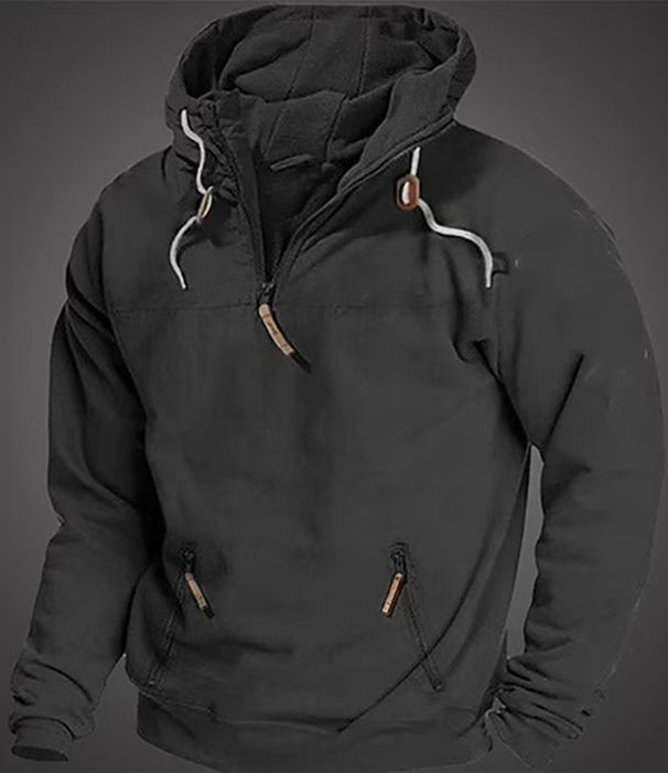 Pure 2023 Autumn Winter New Men's Hooded Youth Sports Casual Loose Solid Color Sweatshirt Jacket_viptrois.com