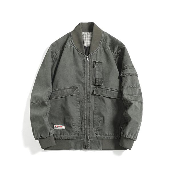Retro Washed Vintage For Men Spring And Autumn Trendy Brand 2025 New American Style Cargo Pilot Jacket_viptrois.com