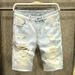 Men's Clothing Sanli Dadi Summer Light Color Hole Denim Shorts Men's Loose Five Point Pants Men's Style Trendy Brand Split Pants_viptrois.com