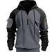 Men's Sweatshirt Autumn And Winter Zipper Hoodie Arm Pocket Top Suitable For Daily Leisure Sports_viptrois.com