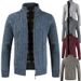 Loom Knitted Stand Collar Thick Sweater Cardigan Jacket Men's Trendy Hot Sale Wholesale_viptrois.com