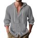 Men's Clothing Spring And Autumn Jacket European And American Loose Linen Casual Simple Beach American Long Sleeve Hooded Shirt Men_viptrois.com