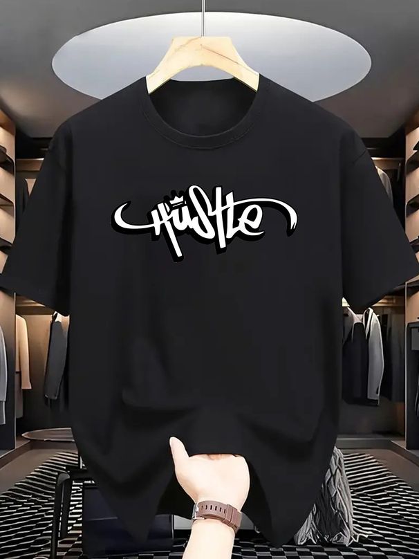 Maglietta Uomo Cotone 180g Grigio Chiaro Collo Tondo Stampa Graffiti Traspirante Lavabile Stile Urbano Vestibilità Regolare_viptrois.com