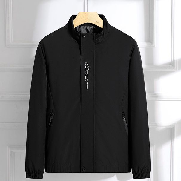Men's Clothing Spring And Autumn Thin Large Size Versatile Solid Color Stand Collar Jacket New Style Trendy Korean Style Handsome Slim Fit Casual_viptrois.com