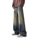 Men’s Washed Wide-Leg Jeans – Retro Distressed Loose Straight Pants (Black Gray/Light Blue/Retro Blue/Nostalgic Blue, S-3XL)_viptrois.com