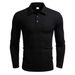 Pulse Foreign Trade Europe And America INS Cross-Border New Men's Long Sleeve Solid Color Polo Turn-Down Collar Casual_viptrois.com