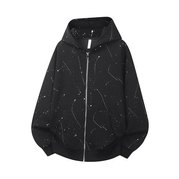 Men's Clothing Graffiti Cardigan Hoodie Men's 2025 Autumn New Korean Fashion Brand Zipper Jacket Couple's Factory Direct Sales_viptrois.com
