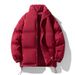 Men's Clothing Cotton Padded Jacket Winter Padded Jacket With Stand Collar, Thickened Loose Fit Unisex Coat, Trendy Solid Color Casual Outerwear_viptrois.com