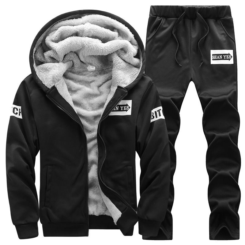 Men's Clothing 2026 Autumn And Winter Style Plus Velvet Thickened Sports Leisure Two-piece Men's Suit Cross-border_viptrois.com